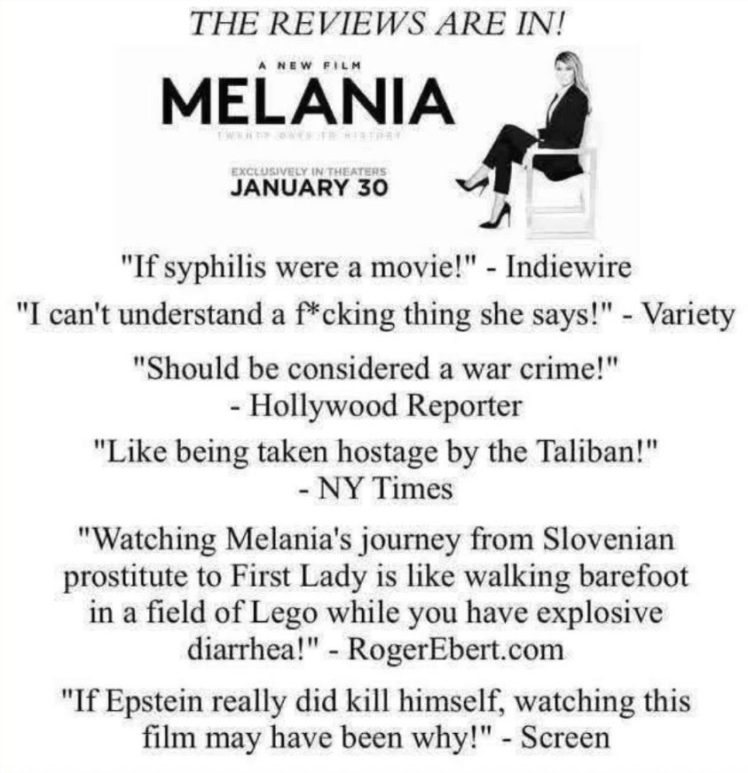 Fake (or are they?) reviews of Melania's documentary
