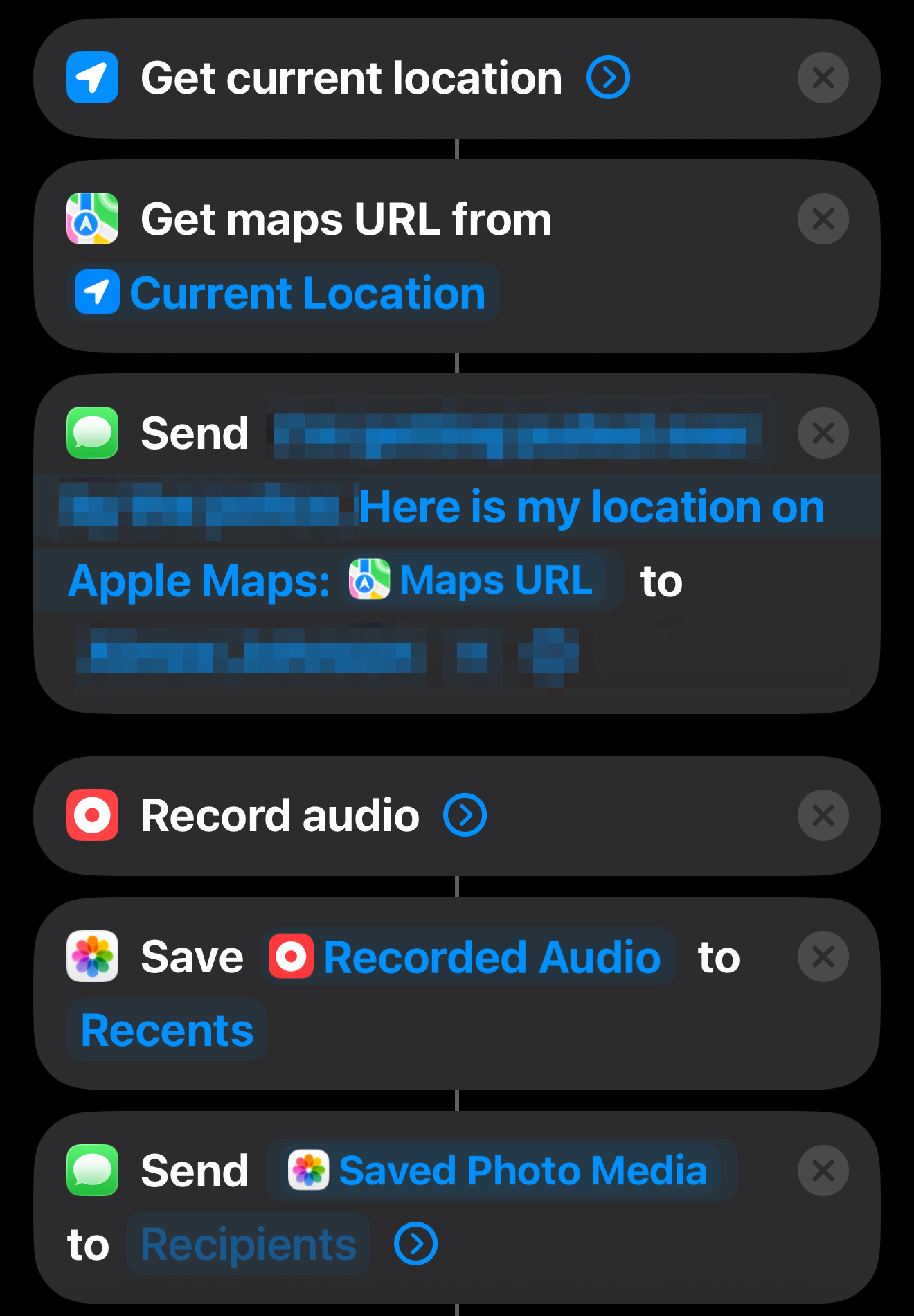 iPhone shortcut for an "SOS" alerts of sorts