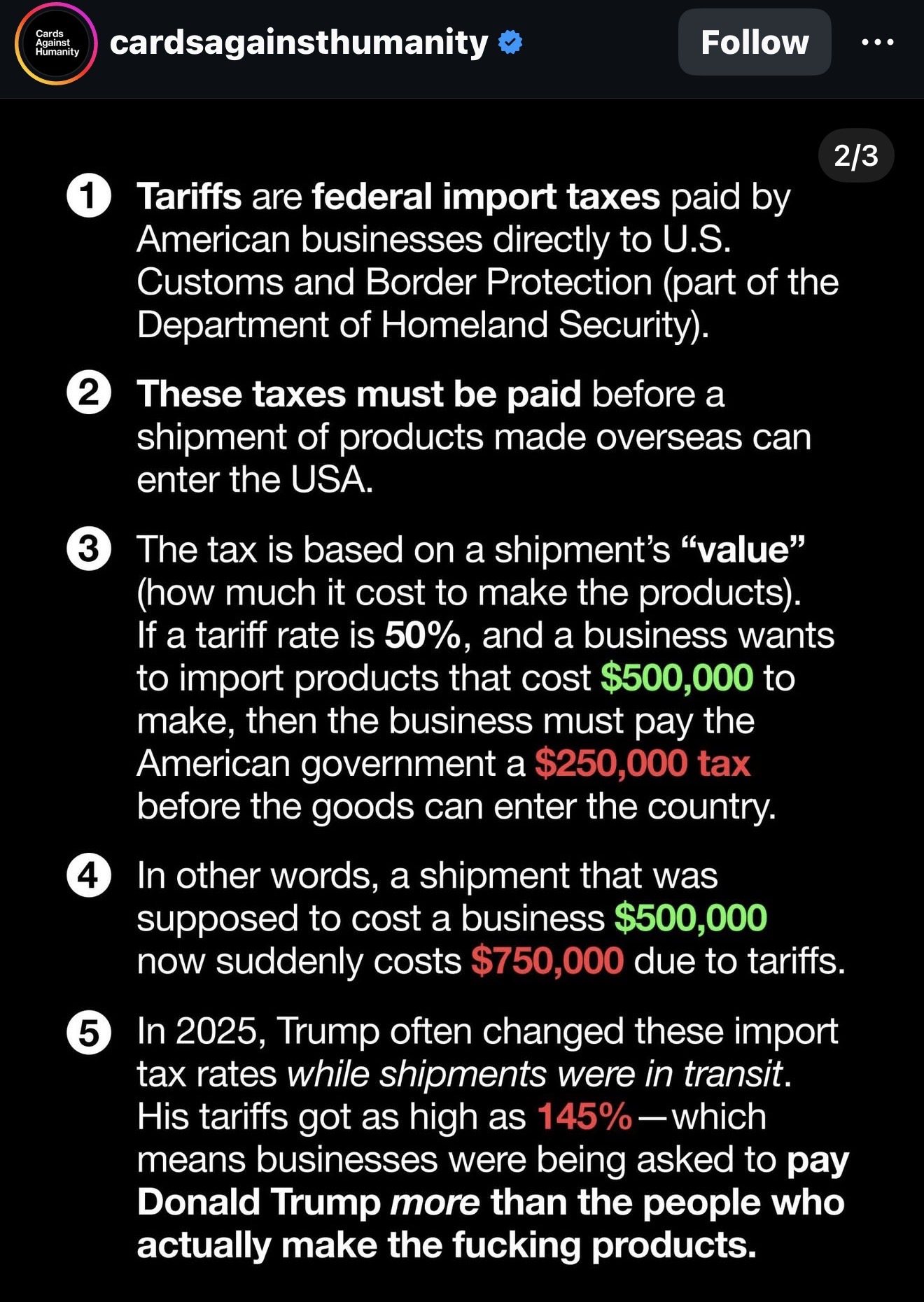 Tariff explanation 1 of 2